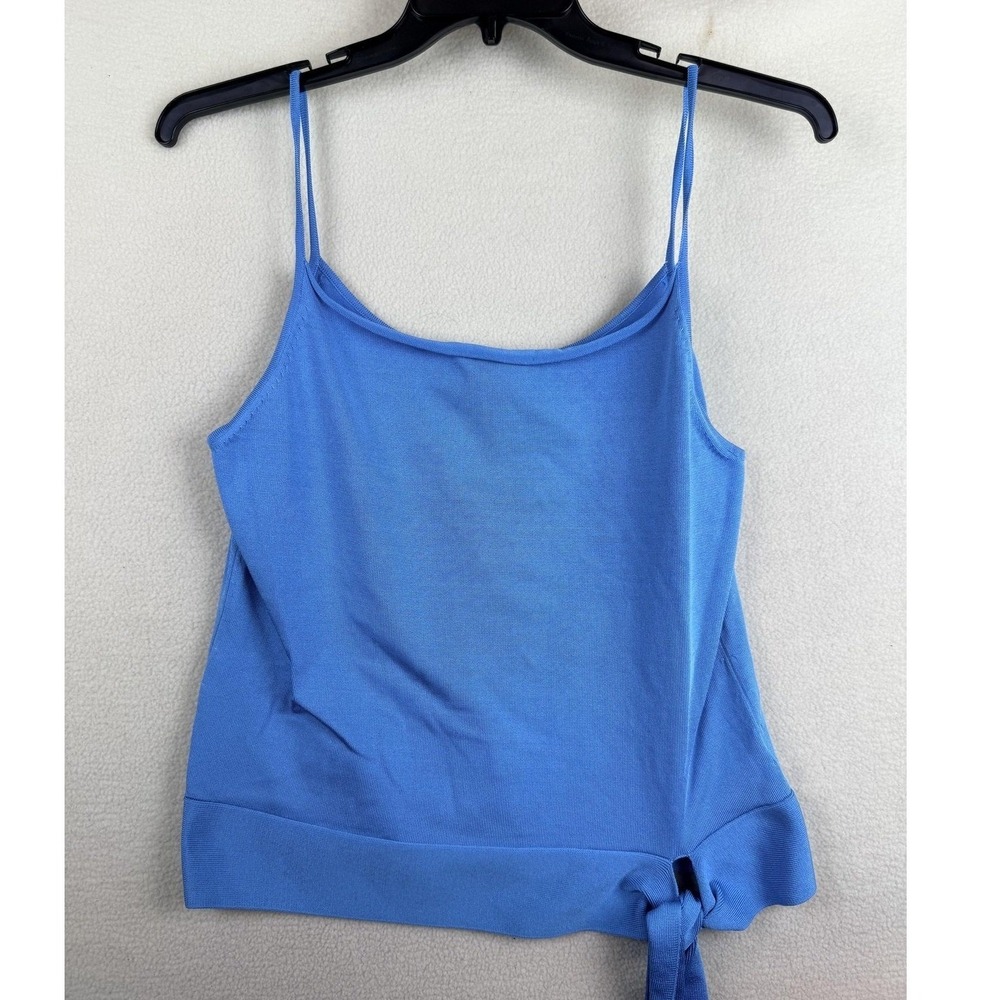 Banana Republic Womens XL Blue Silk Blend Knit Bow Hem Camisole Tank Top 239435